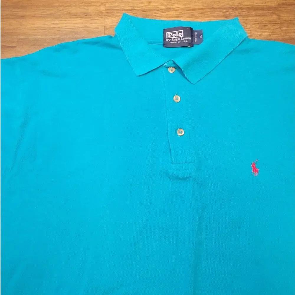 RARE VTG Ralph Lauren Blue Polo 90s USA Streetwear 2XL